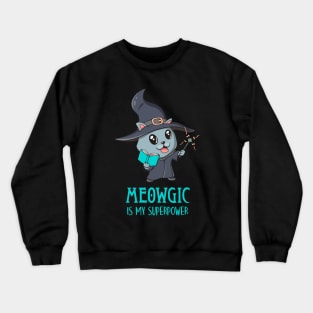 Cute Cat Magic Wizard Kitty Funny Gamer Crewneck Sweatshirt